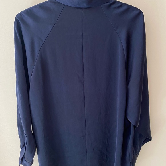 Aritzia Wilfred oversized satin blouse, navy, XS - Picture 2 of 3